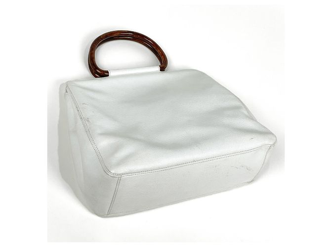 Borsa Chanel in pelle di vitello martellata bianca - vista 2