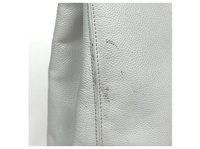 Borsa Chanel in pelle di vitello martellata bianca - vista 4
