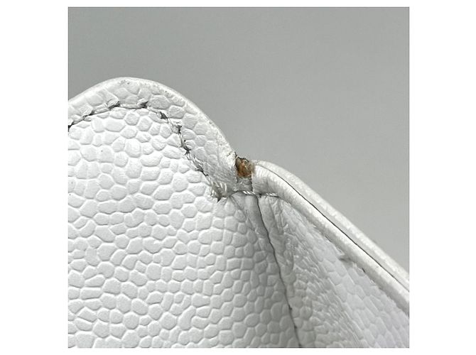 Borsa Chanel in pelle di vitello martellata bianca - vista 7