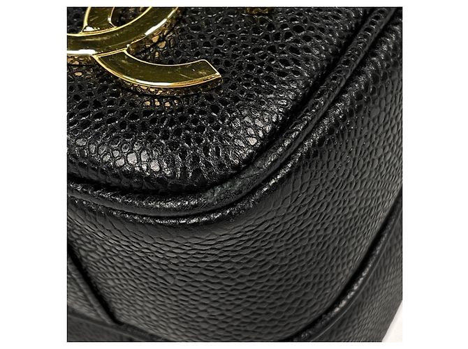 Borsa Tote Chanel in pelle di vitello grana nera - vista 3