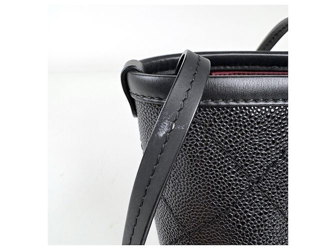 Borsa Tote Chanel in pelle di vitello martellata nera - vista 6