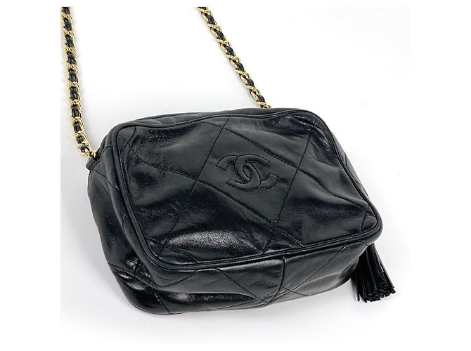 Borsa a tracolla Chanel in pelle nera - vista 2