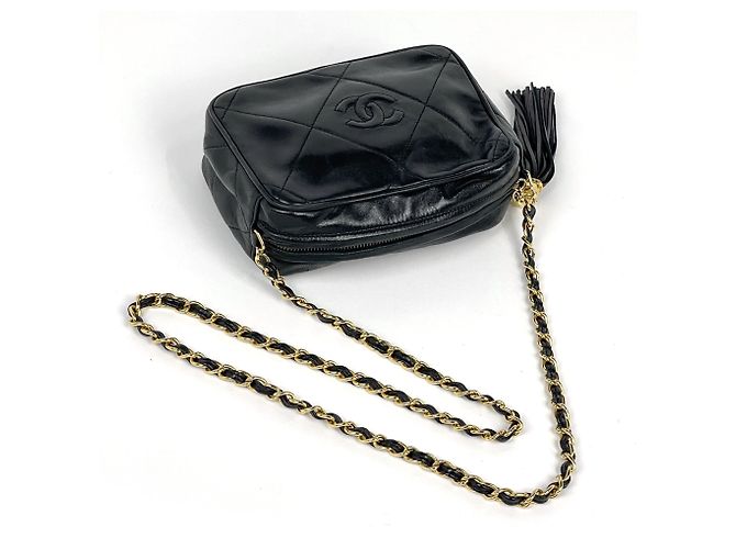 Borsa a tracolla Chanel in pelle nera - vista 5