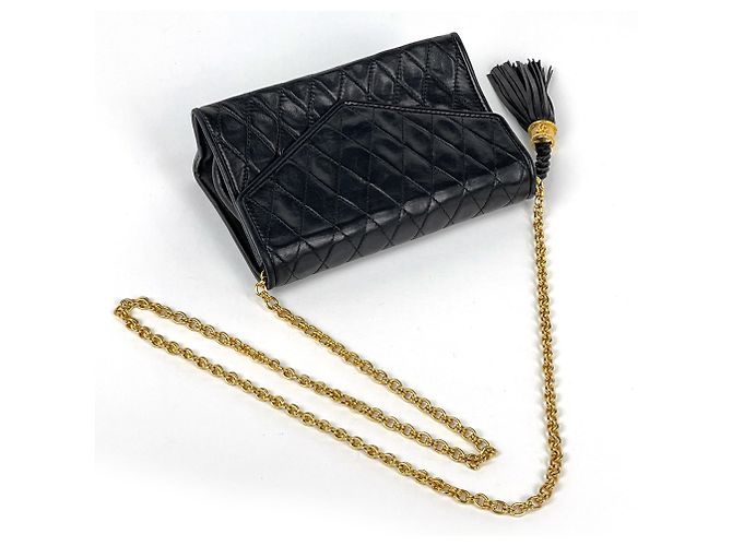 Borsa a tracolla Chanel in pelle nera - vista 5