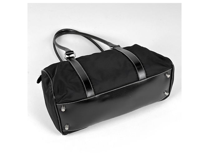 Borsa a mano Prada in nylon e pelle nera - vista 2