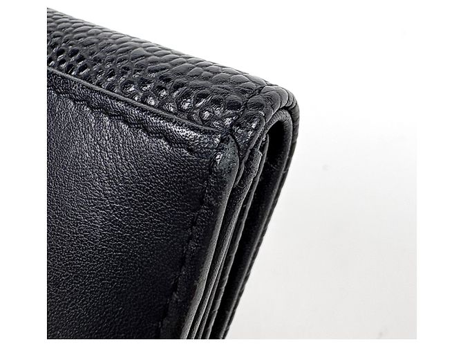 Cartera bi-fold Chanel en piel de becerro granulada negra - vista 4