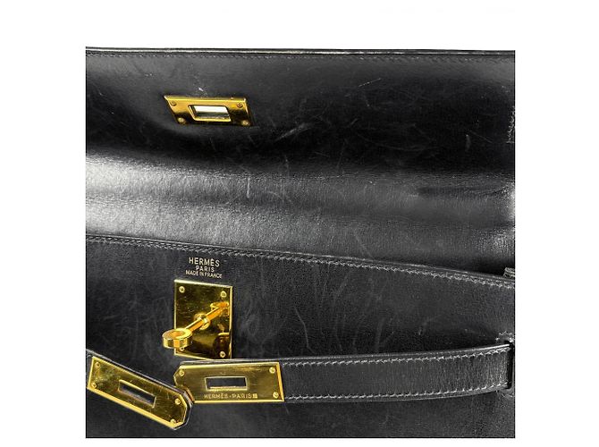 Hermès Borsa Hermes Kelly 32 in pelle Box Calf nera - vista 10