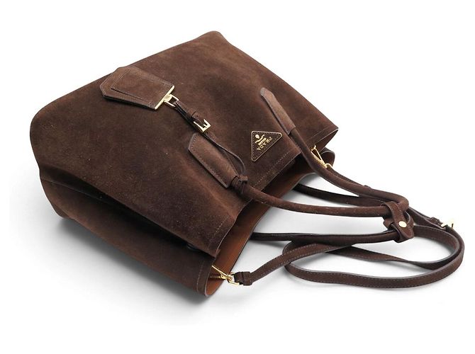BORSA A MANO PRADA DOUBLE GM B2756T IN Camoscio SCAMOSCIATO TOTE BAG A TRACCOLLA - vista 4