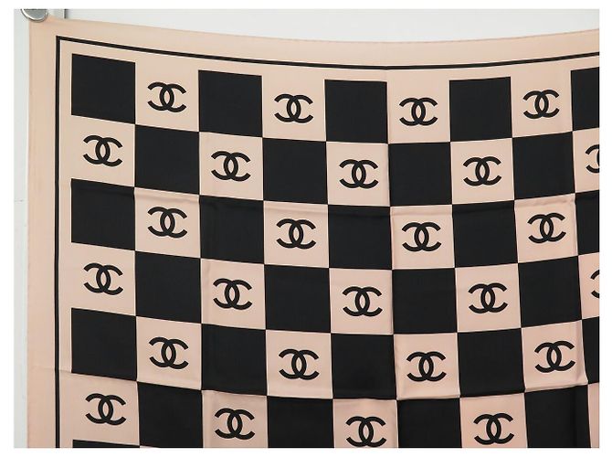 NEU CHANEL SCHACHBRETT LOGO CC AA8763 QUADRAT 90 SEIDENTWILL ROSA SCHAL - Ansicht 2