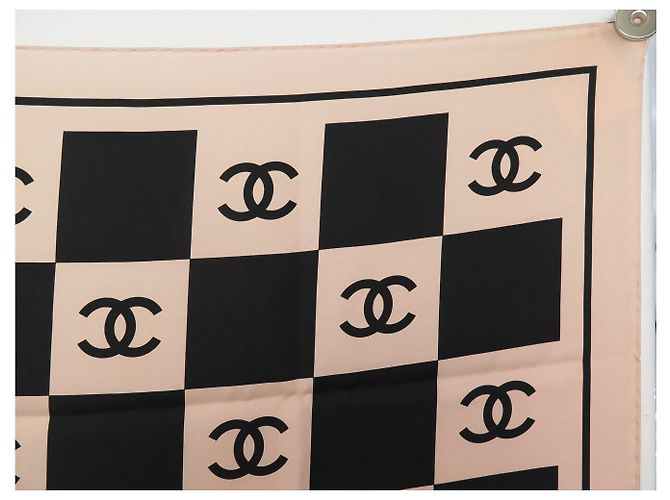 NEU CHANEL SCHACHBRETT LOGO CC AA8763 QUADRAT 90 SEIDENTWILL ROSA SCHAL - Ansicht 3