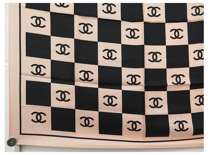 NEU CHANEL SCHACHBRETT LOGO CC AA8763 QUADRAT 90 SEIDENTWILL ROSA SCHAL - Ansicht 5