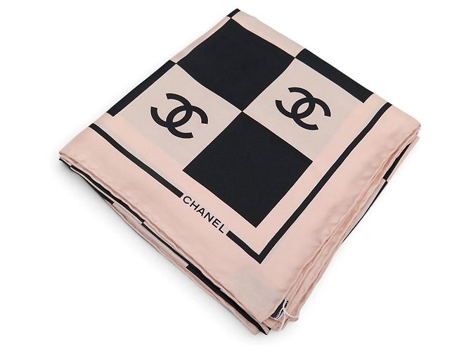 NEU CHANEL SCHACHBRETT LOGO CC AA8763 QUADRAT 90 SEIDENTWILL ROSA SCHAL - Ansicht 7