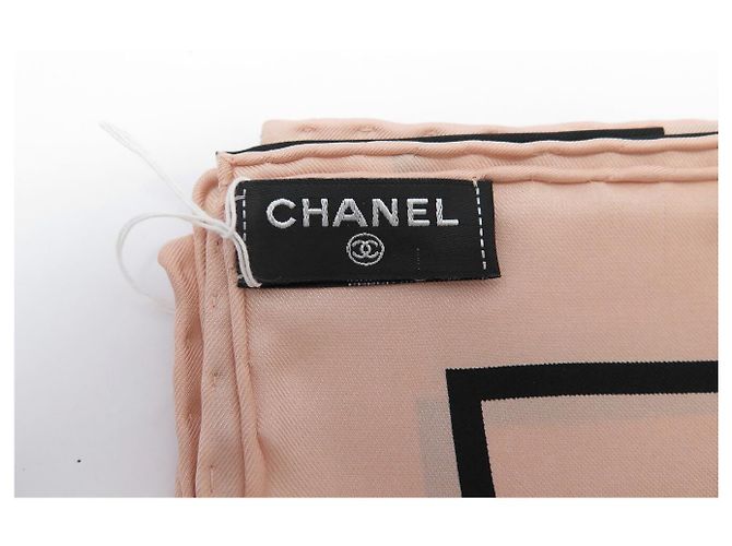 NEU CHANEL SCHACHBRETT LOGO CC AA8763 QUADRAT 90 SEIDENTWILL ROSA SCHAL - Ansicht 8