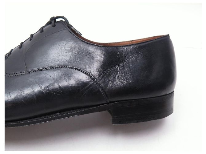 SCARPE VINTAGE JM WESTON 303 RICHELIEU PUNTA QUADRATA PELLE DI CAPRA NERA - vista 13