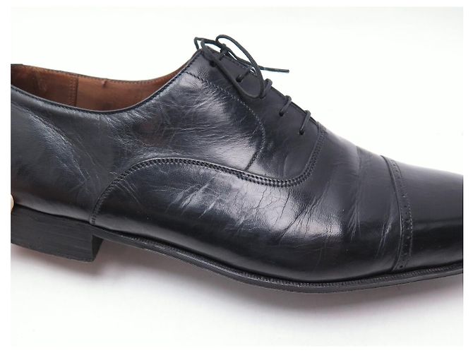 SCARPE VINTAGE JM WESTON 303 RICHELIEU PUNTA QUADRATA PELLE DI CAPRA NERA - vista 14