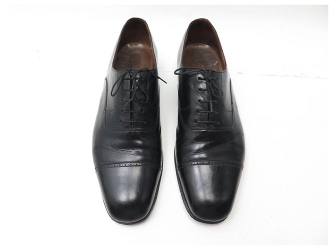 SCARPE VINTAGE JM WESTON 303 RICHELIEU PUNTA QUADRATA PELLE DI CAPRA NERA - vista 8