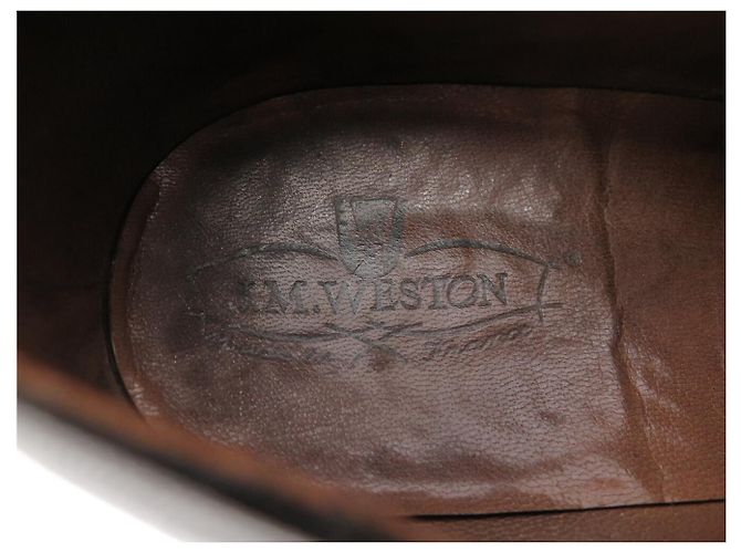 SCARPE VINTAGE JM WESTON 303 RICHELIEU PUNTA QUADRATA PELLE DI CAPRA NERA - vista 9