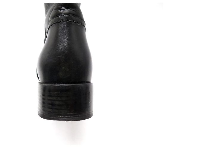 STIVILETTI CHANEL MEZZO VITTELLO WESTERN G26068 PELLE NERA LOGO CC 35 COWBOY BOOTS - vista 15