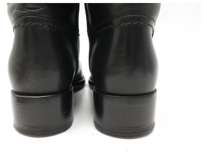 STIVILETTI CHANEL MEZZO VITTELLO WESTERN G26068 PELLE NERA LOGO CC 35 COWBOY BOOTS - vista 5