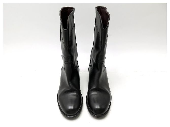 STIVILETTI CHANEL MEZZO VITTELLO WESTERN G26068 PELLE NERA LOGO CC 35 COWBOY BOOTS - vista 9