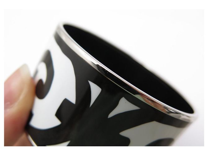 Hermès NUEVA PULSERA HERMES DE ESMALTE XL BALCON DU GUADALQUIVIR NEGRO & BLANCO BANGLE - vista 11