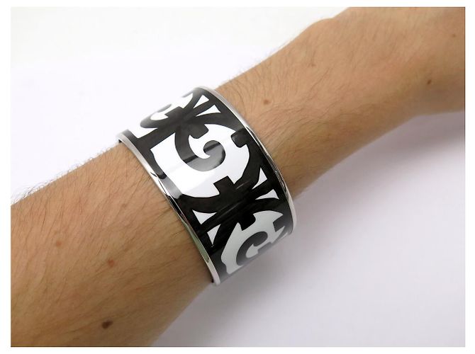 Hermès NUEVA PULSERA HERMES DE ESMALTE XL BALCON DU GUADALQUIVIR NEGRO & BLANCO BANGLE - vista 7