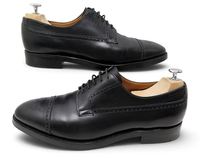 SCARPE JOHN LOBB BARAL DERBY PUNTA FLOREALE 10.5E 44.5 IN PELLE NERA - vista 3