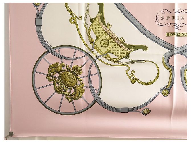 Hermès NEU HERMES SPRING ROSE PALE SEIDEN TUCH QUADRAT 90 LEDOUX PINK SILK SCARF - Ansicht 5