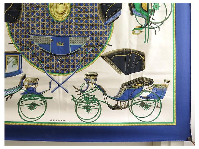 Hermès PAÑUELO HERMES LES VOITURES A TRANSFORMATION 1ERE EDITION 1965 CARRE SCARF - vista 4