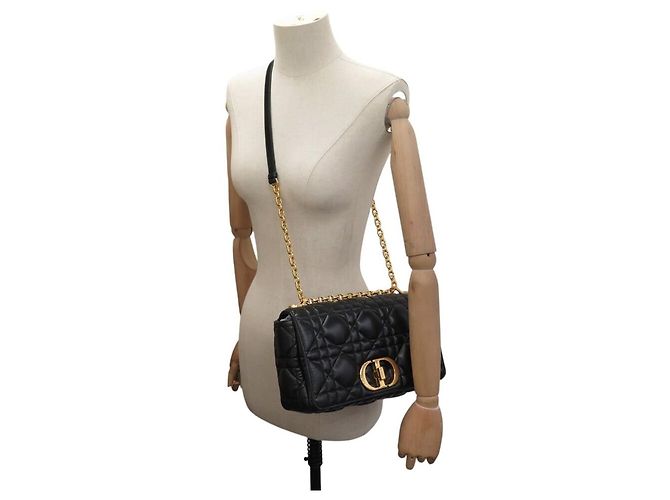 NUOVA BORSA DIOR CARO LARGE IN PELLE CANNAGE NERA A TRACCOLLA HAND BAG - vista 7