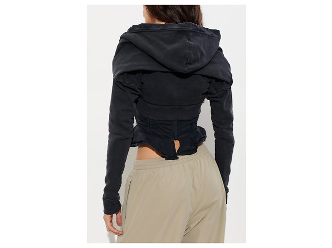 Sudadera corta con capucha Balenciaga gris de algodón - vista 2