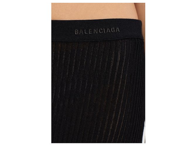 Gonna maxi a coste Balenciaga con logo nera - vista 3