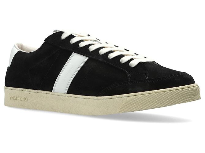 Baskets Tom Ford en daim noir et cuir - vue 2