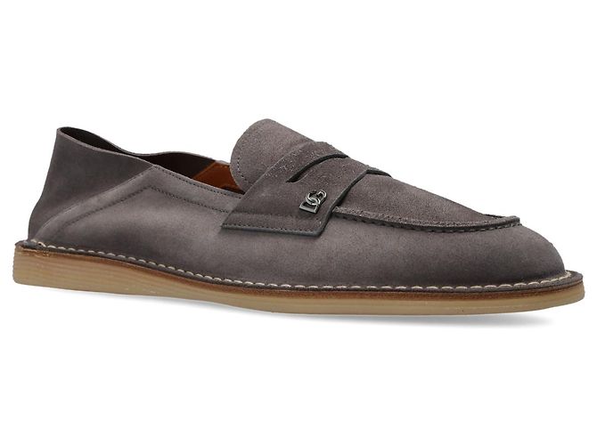 Dolce & Gabbana Grey Suede Leather Loafers - view 2