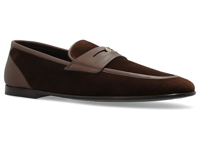 Mocassini Dolce & Gabbana in camoscio e pelle marroni - vista 2