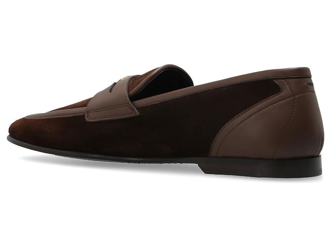 Mocassini Dolce & Gabbana in camoscio e pelle marroni - vista 3