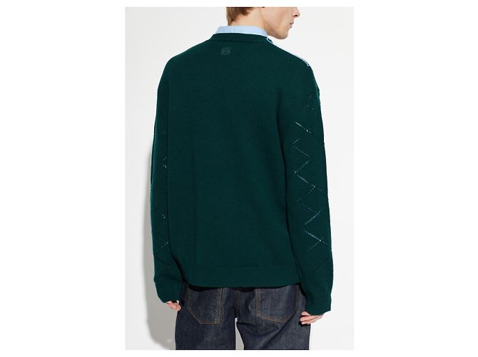 Loewe Wollpullover Grün mit geometrischem Muster - Ansicht 2