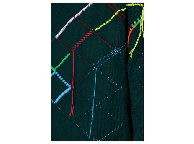 Loewe Wollpullover Grün mit geometrischem Muster - Ansicht 3