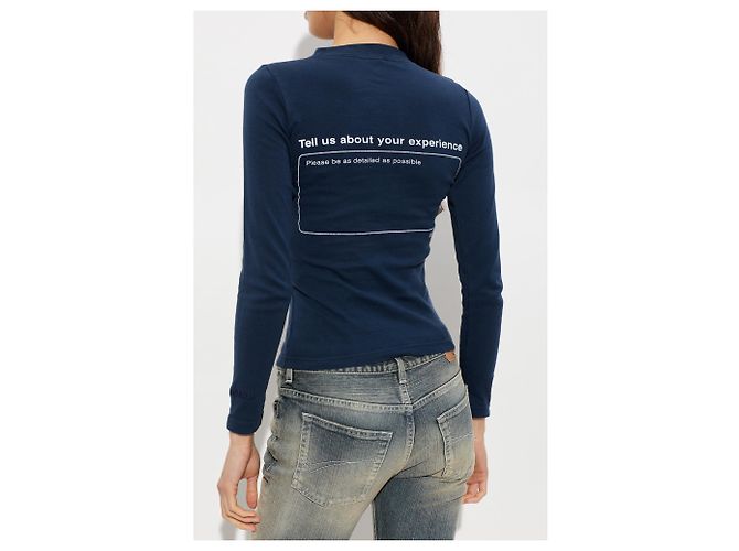Camiseta de manga larga estampada Balenciaga azul de algodón - vista 2