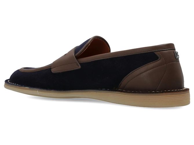 Mocassini Dolce & Gabbana in camoscio blu e pelle - vista 4