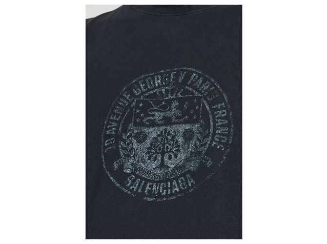 T-shirt Balenciaga stampata in cotone nera - vista 3