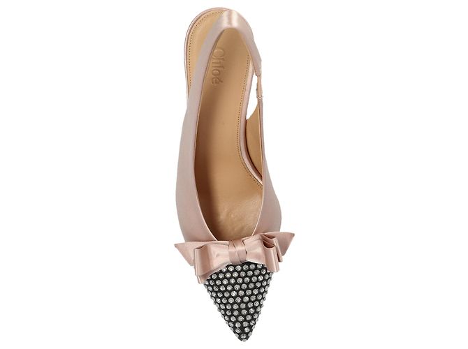 Chloé Alba zapatos slingback de satén rosa - vista 4