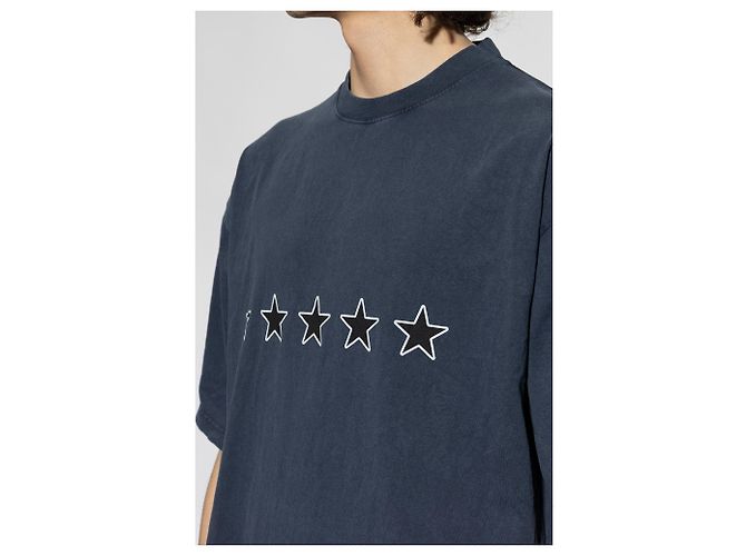 Camiseta Balenciaga Oversized de algodón azul marino con estampado de estrellas - vista 3