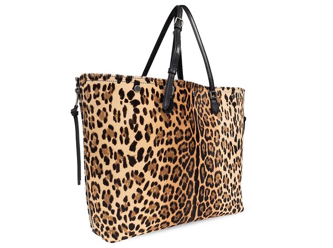 Borsa Shopper Dolce & Gabbana Leopard Print in Pelle Marrone - vista 2