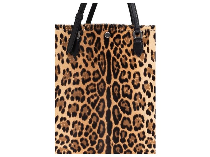 Borsa Shopper Dolce & Gabbana Leopard Print in Pelle Marrone - vista 4