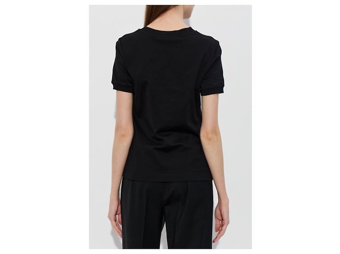 T-shirt Dolce & Gabbana nera con logo DG a paillettes in cotone - vista 2