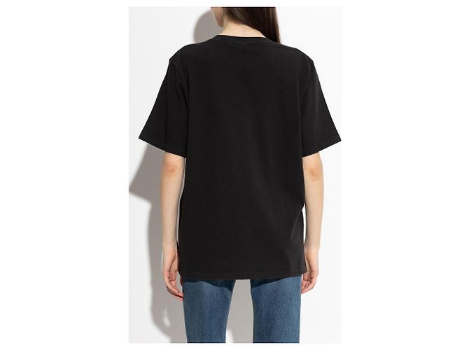 T-shirt Oversized Chloé in cotone nera con stampa fenicottero - vista 2