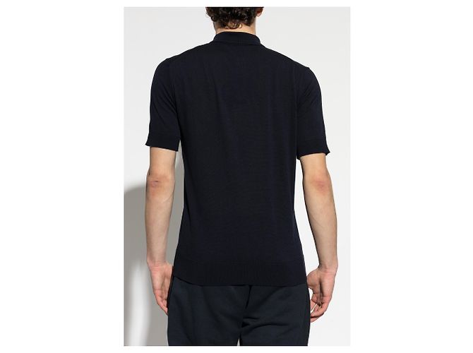 Polo Dolce & Gabbana in cotone blu con logo ricamato - vista 2