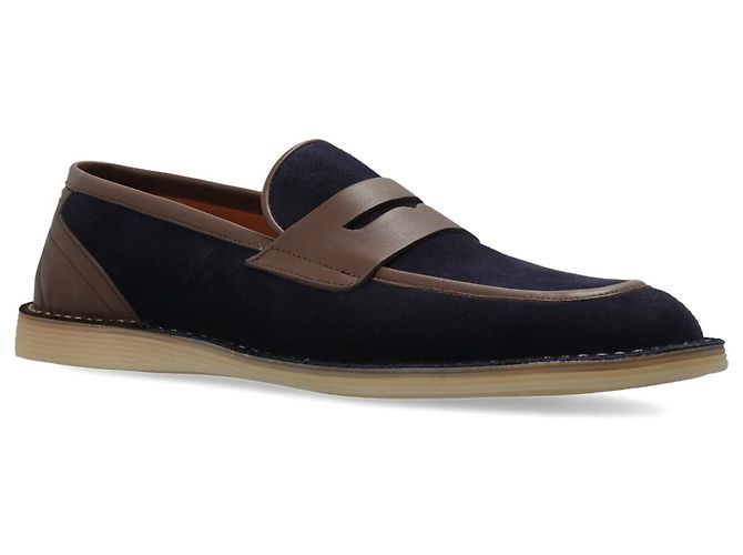 Mocassini Penny Loafer Dolce & Gabbana in pelle blu - vista 3