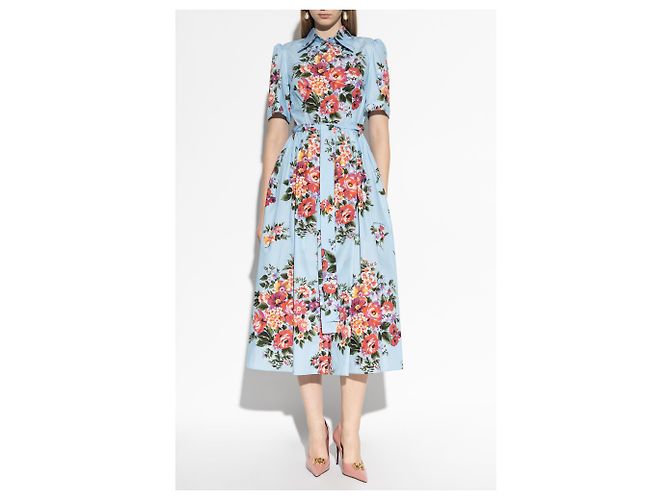 Dolce & Gabbana Vestido de algodón con motivo floral - vista 2